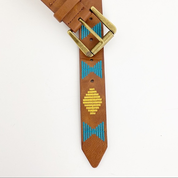 Jessica Simpson Leather Embroidered Boho Belt - Picture 6 of 8